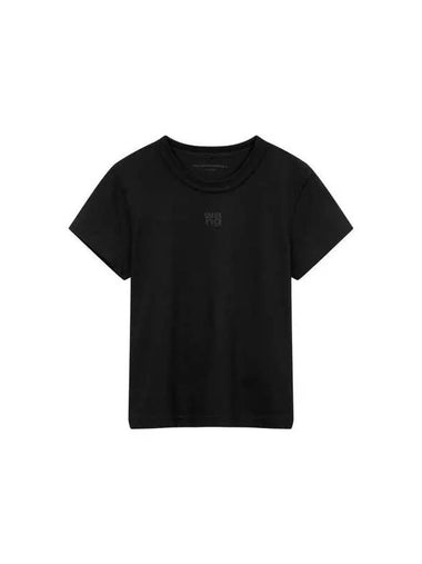 Embossed Logo Short Sleeve T Shirt Black - ALEXANDER WANG - BALAAN 1