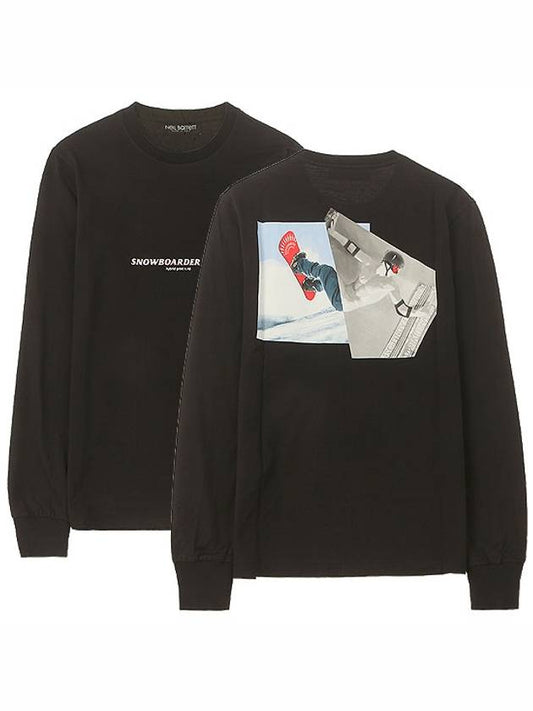 Snowboarder Zeus Loose Regular Long Sleeve T-Shirt Black - NEIL BARRETT - BALAAN.