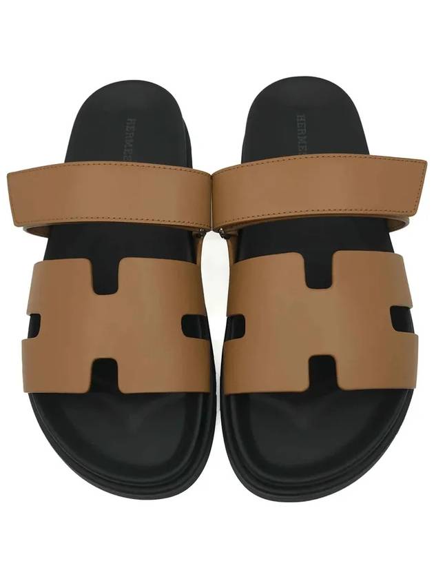 Chypre H Logo Calfskin Sandals Brown - HERMES - BALAAN 2