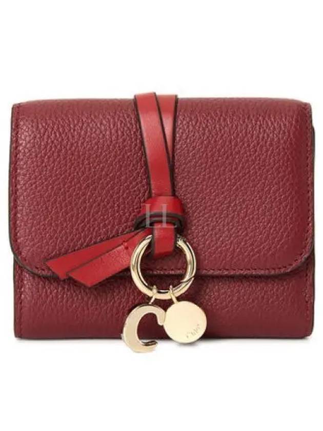 Alphabet Grain Leather Flap Small Half Wallet Red - CHLOE - BALAAN 2