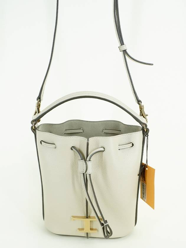 T Timeless Leather Micro Logo Bucket Bag Beige - TOD'S - BALAAN 3