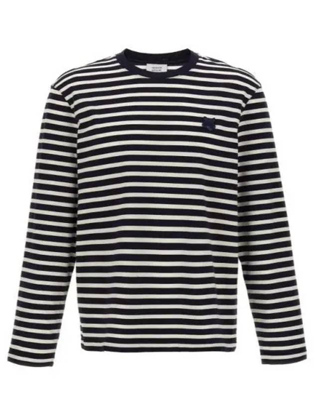 Fox Head Stripe Long Sleeve T-Shirt Navy - MAISON KITSUNE - BALAAN 2