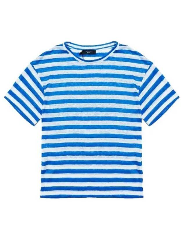 Falla Striped Linen Short Sleeve T-Shirt Blue - MAX MARA - BALAAN 2