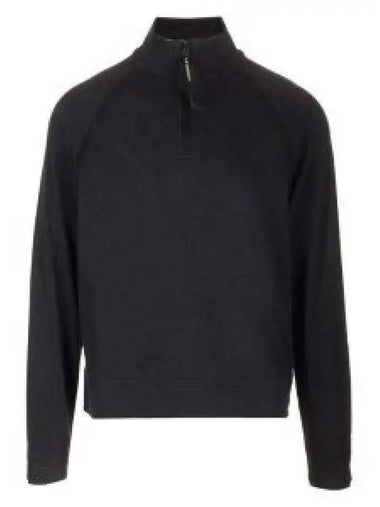 Light Fleece Half Zipped Sweatshirt Black - CP COMPANY - BALAAN 1