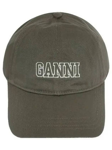 Embroidered logo cotton kalamata khaki ball cap 271650 - GANNI - BALAAN 1