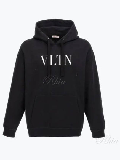 Logo Print Drawstring Hoodie Black - VALENTINO - BALAAN 2