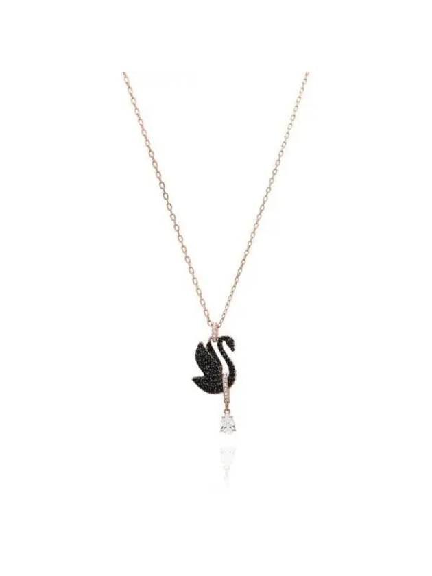 Iconic Swan Pendant Necklace Black Rose Gold - SWAROVSKI - BALAAN 4