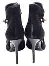 Christian Dior Black Suede Open Toe Side Zipper Ankle Boot Heel 35 - DIOR - BALAAN 2