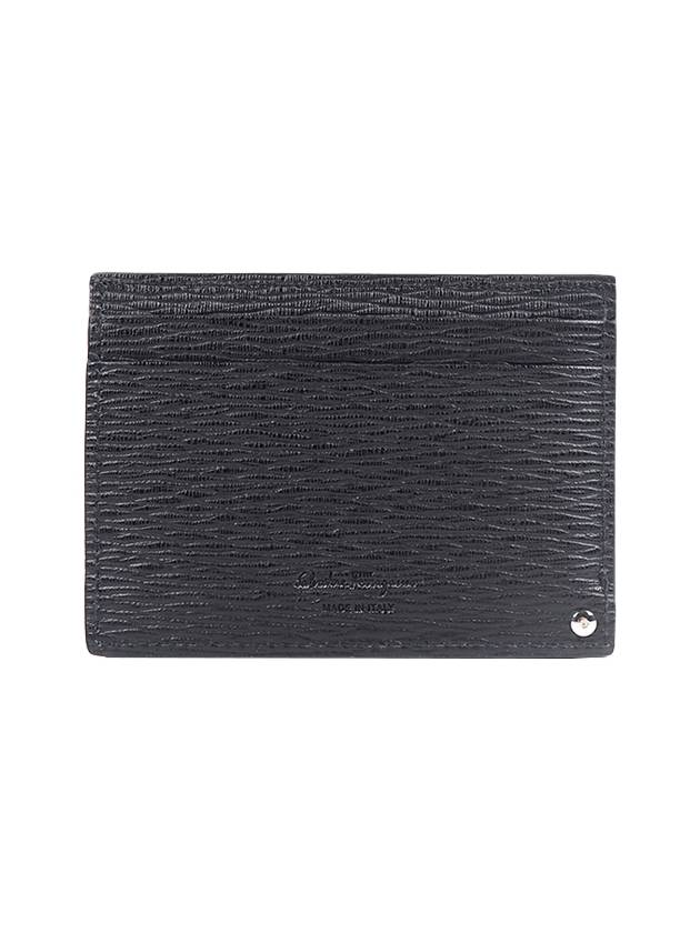 Double Gancini Leather Card Wallet Black - SALVATORE FERRAGAMO - BALAAN 3