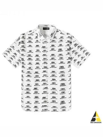 Logo Pattern Shirt Short Sleeve White 725382 TNL88 - BALENCIAGA - BALAAN 1