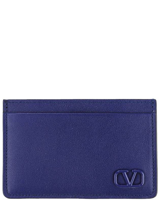 V Signature Logo Card Wallet Navy - VALENTINO - BALAAN 2