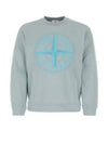 Garment Dyed Stitches Four Print Crewneck Sweatshirt Sky Blue - STONE ISLAND - BALAAN 2