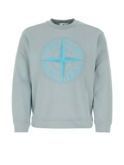 Garment Dyed Stitches Four Print Crewneck Sweatshirt Sky Blue - STONE ISLAND - BALAAN 2