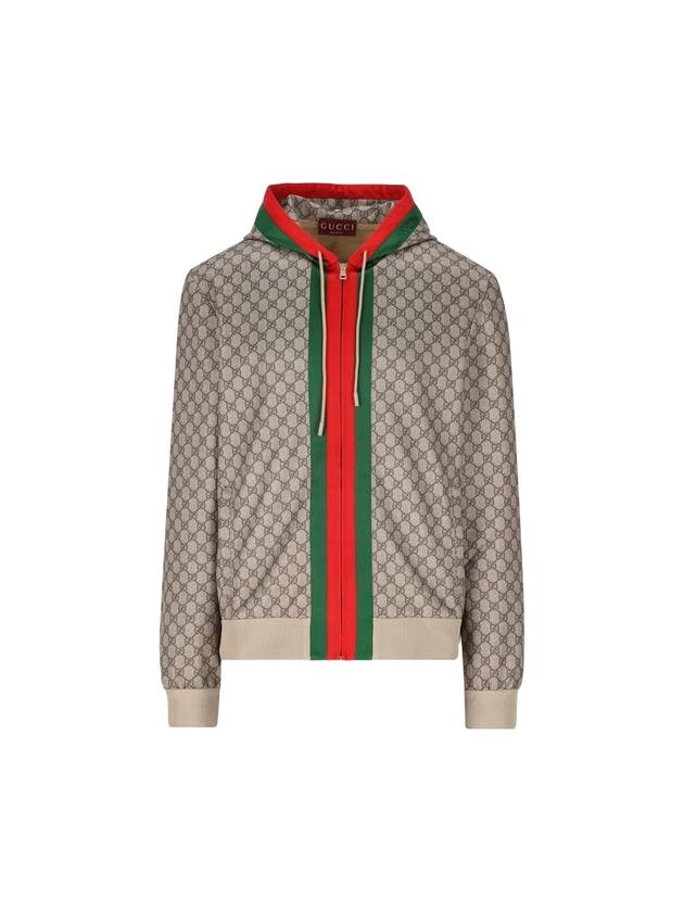 Web Technical Jersey Zip Jacket Beige Ebony - GUCCI - BALAAN 1