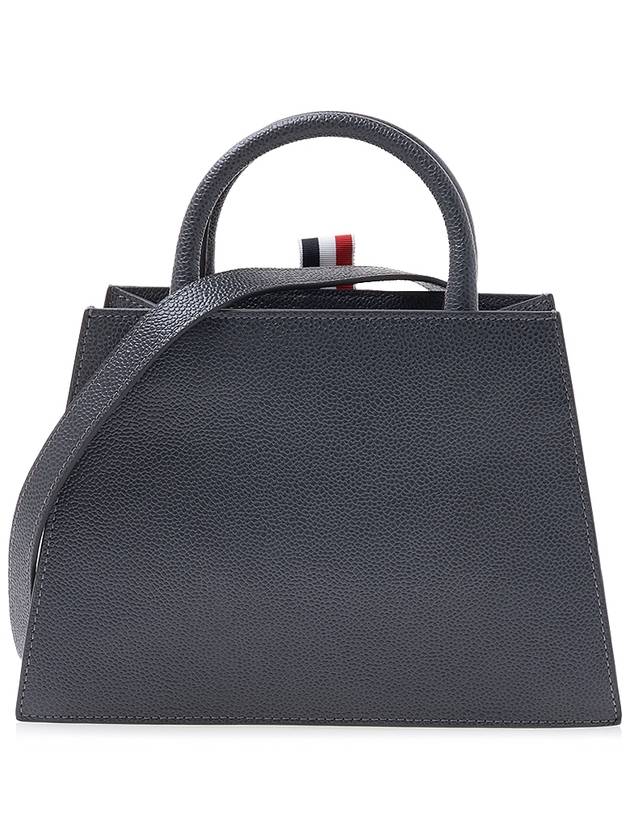 Pebble Grain Leather 4 Bar Mini Trapeze Tote Bag Dark Gray - THOM BROWNE - BALAAN 4