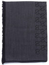 GG Jacquard Wool Silk Muffler Dark Grey - GUCCI - BALAAN 3