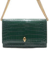 Gold Plated Skull Crocodile Leather Medium Shoulder Bag Green - ALEXANDER MCQUEEN - BALAAN.