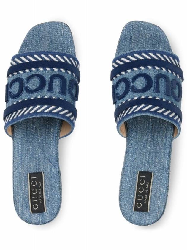 Logo Script Slippers Light Blue - GUCCI - BALAAN 2