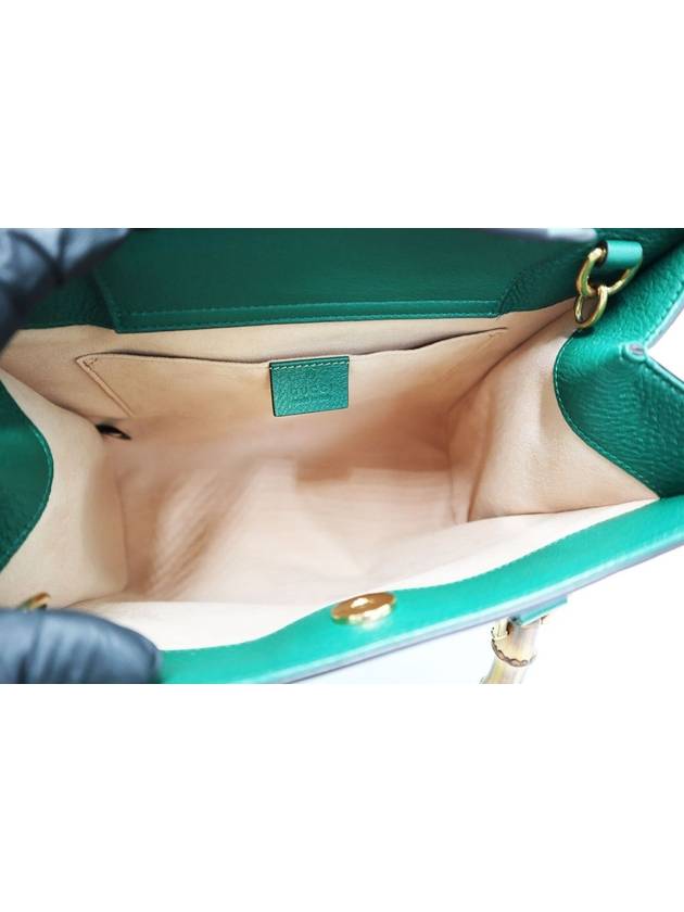 Women s Leather Tote Bag Green Gucci 660195 Emerald Diana Bamboo Small - GUCCI - BALAAN 9