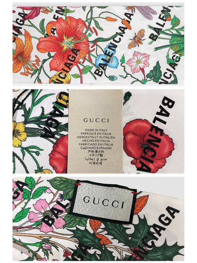 Logo Flower Print Twilly Muffler - GUCCI - BALAAN 5