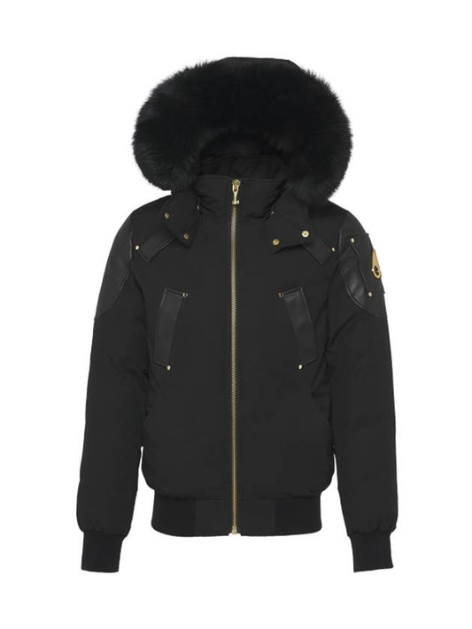 Ballistic Bomber Jacket Black Fox Fur Gold Metal Black - MOOSE KNUCKLES - BALAAN 1