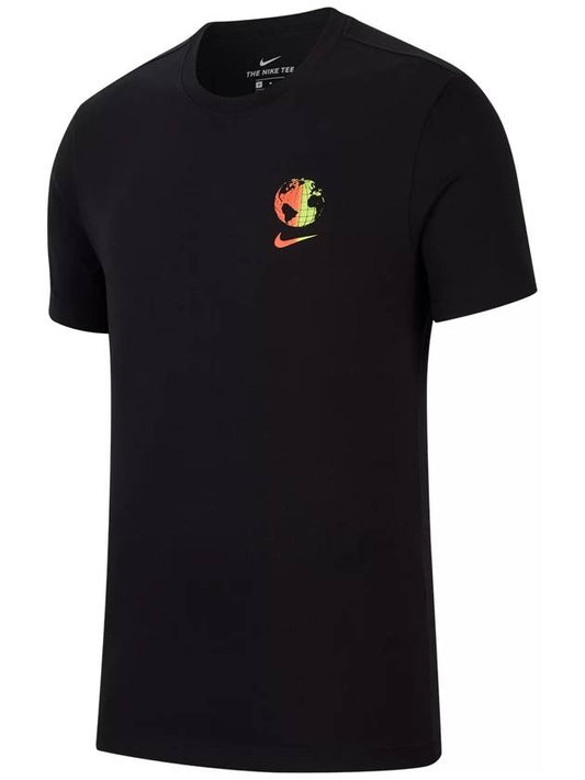NSW Worldwide Short Sleeve T-Shirt Black - NIKE - BALAAN.
