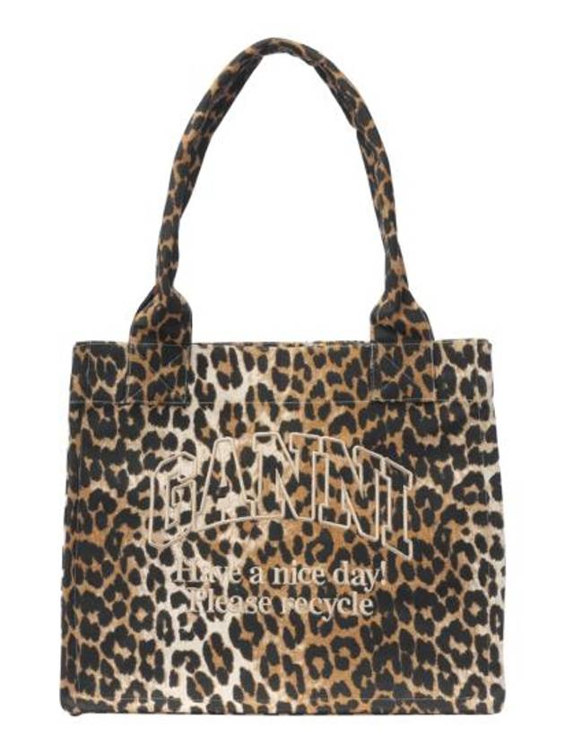 Logo Large Tote Bag Leopard - GANNI - BALAAN 1