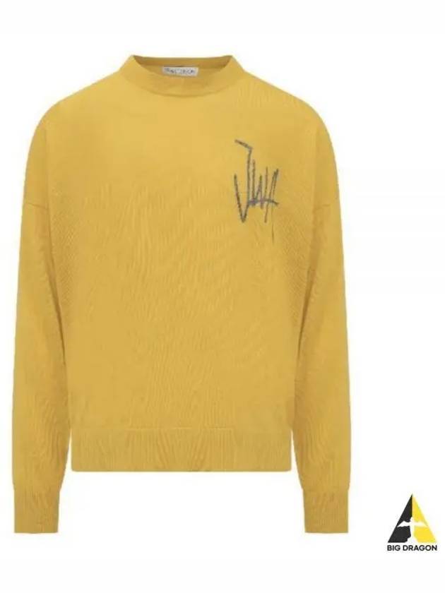 Logo Crew Neck Jumper Knit Top Yellow - JW ANDERSON - BALAAN 2