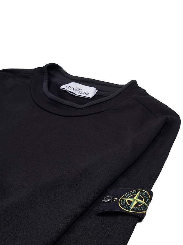 Logo Patch Crew Neck Cotton Sweatshirt Black - STONE ISLAND - BALAAN 4