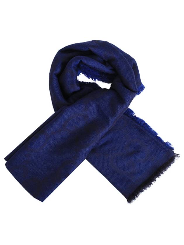 GG wool jacquard muffler blue - GUCCI - BALAAN.