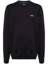 Logo Print Regular Fit Sweatshirt Navy - HUGO BOSS - BALAAN 1