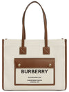 Freya Small Canvas Leather Tote Bag Natural Tan - BURBERRY - BALAAN 2