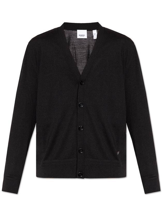 Monogram Motif Wool-Silk Blend Cardigan Black - BURBERRY - BALAAN 1