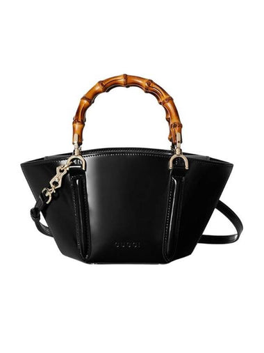 Bamboo Top Handle Mini Leather Tote Bag Black - GUCCI - BALAAN 1