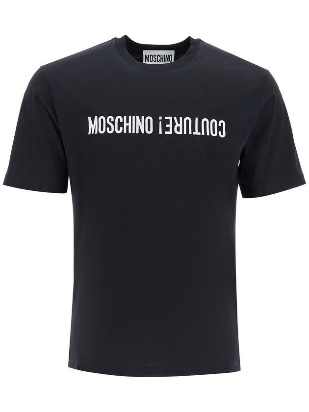 Logo print short sleeve t shirt black - MOSCHINO - BALAAN 1