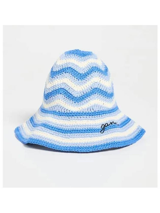 Cotton Crochet Bucket Hat Blue - GANNI - BALAAN 2