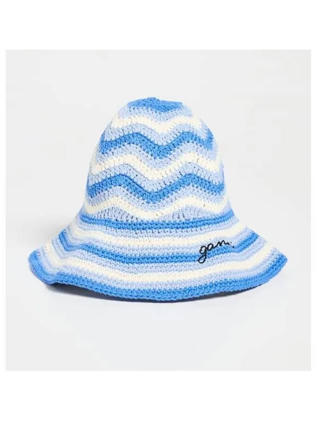 Cotton Crochet Bucket Hat Blue - GANNI - BALAAN 2