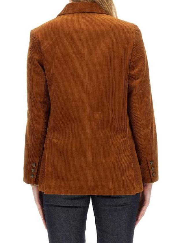 Lucy Double-Breasted Corduroy Blazer Jacket Camel - A.P.C. - BALAAN 4