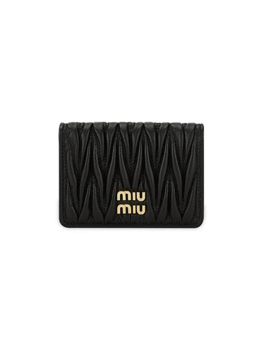 Matelasse Leather Card Wallet Black - MIU MIU - BALAAN 1