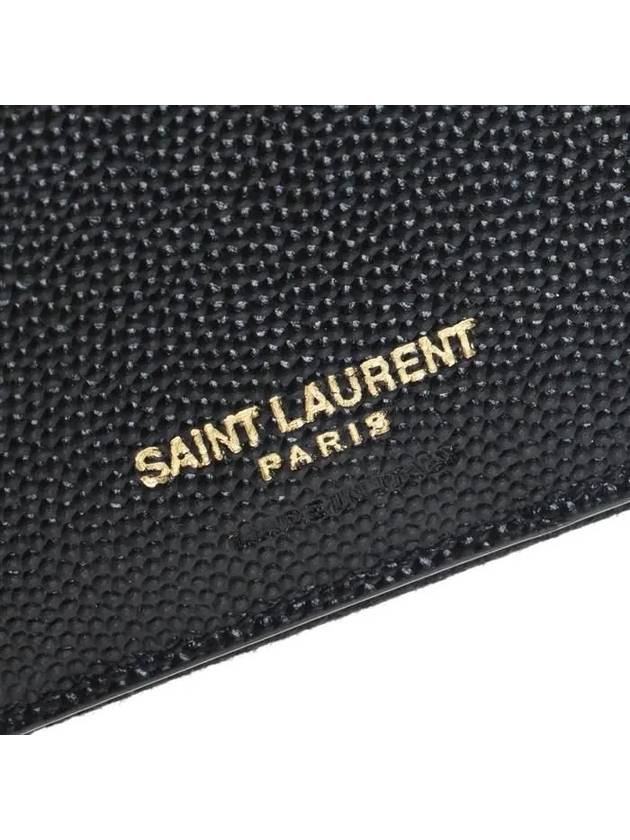 Monogram Grained Leather Zipper Half Wallet Black - SAINT LAURENT - BALAAN.