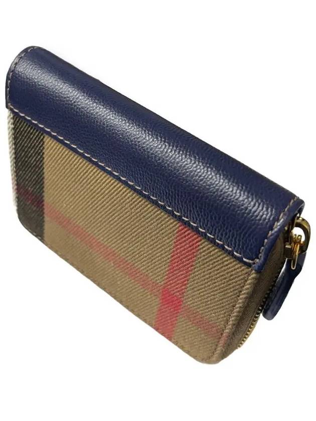 Check Zipper Around Card Wallet Dark Navy Brown - BURBERRY - BALAAN 4