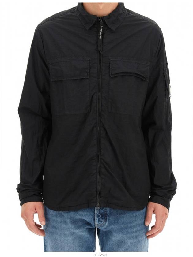 Lens Tailor L Shirt Zip-Up Jacket Black - CP COMPANY - BALAAN 4