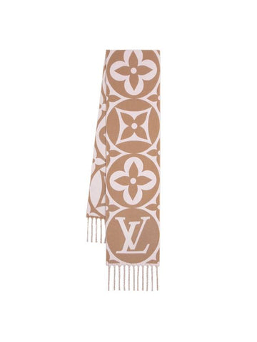 LV Medallion Monogram Wool Scarf Rose Beige - LOUIS VUITTON - BALAAN 1