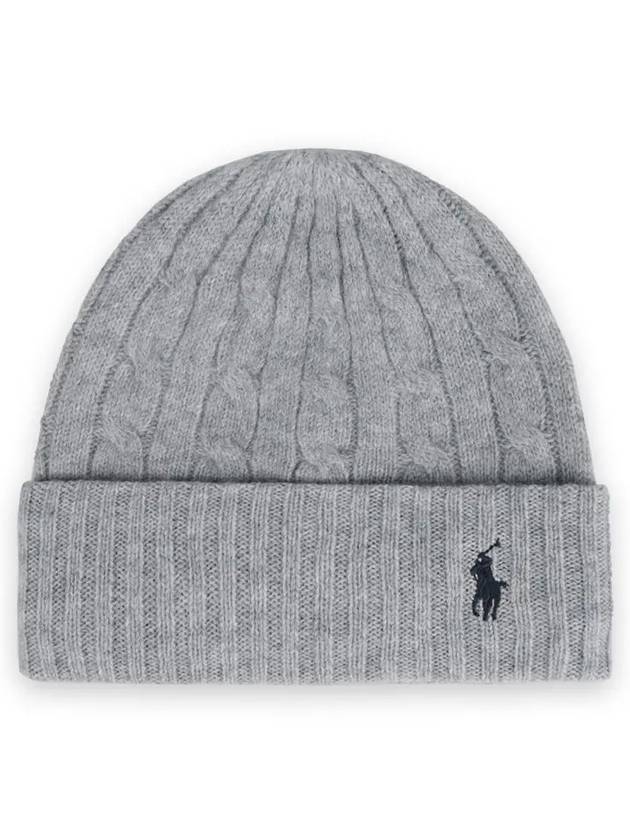 Cable Knit Beanie Grey - POLO RALPH LAUREN - BALAAN 2