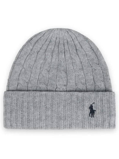 Cable Knit Beanie Grey - POLO RALPH LAUREN - BALAAN 2