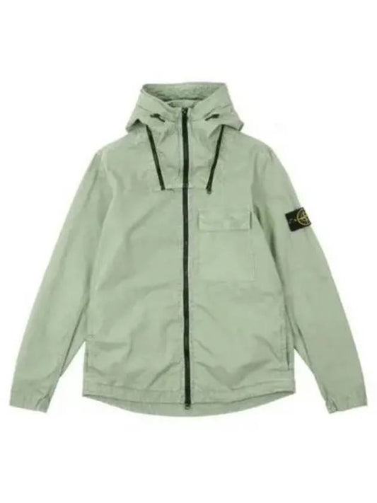 Men's Brushed Cotton Canvas Hooded Jacket Green - STONE ISLAND - BALAAN 2