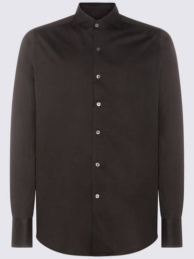 Canali Dark Grey Cotton Shirt - CANALI - BALAAN 1