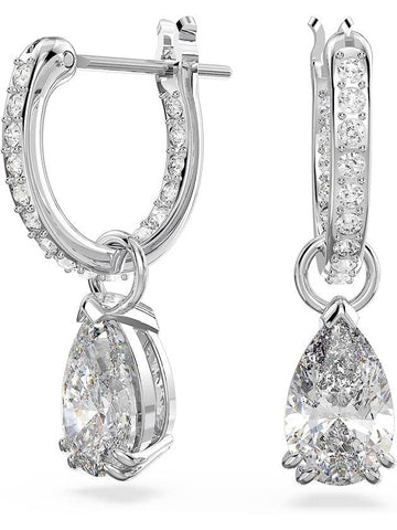 Stilla Pear Cut Hoop Earrings Silver - SWAROVSKI - BALAAN 1