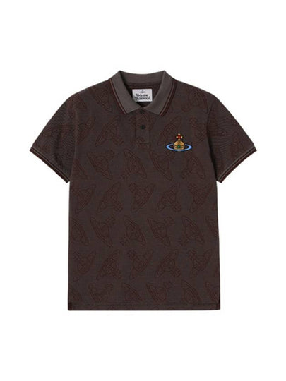 Classic All Over Logo Short Sleeve Cotton Polo Shirt Brown - VIVIENNE WESTWOOD - BALAAN 2