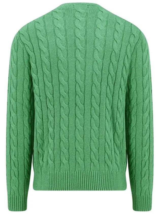 Men's Logo Cable Knit Top Green - POLO RALPH LAUREN - BALAAN 4